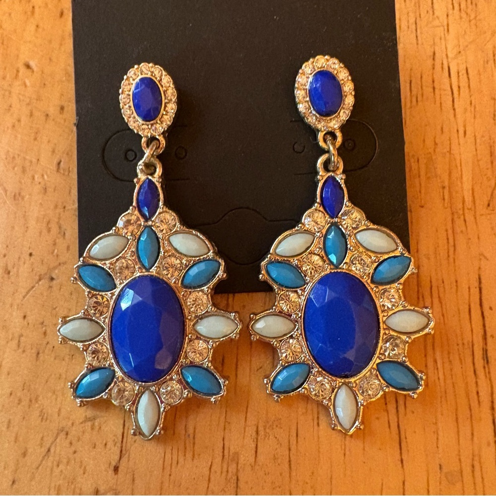 Dazzling Blue and Gold Drop Earrings